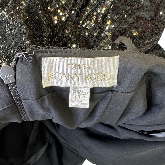NEW Torn by Ronny Kobo Lindsay Sequin Bow Mini Dress Black Small - Picture 10 of 12